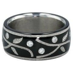 Knightsteel, Platinum and Diamond Vine Band by Zoltan David