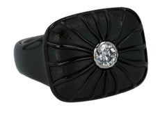 Knightsteel Ring with a Round Brilliant Cut Diamond Center by Zoltan David