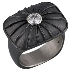 Knightsteel Ring with a Round Brilliant Cut Diamond Center by Zoltan David