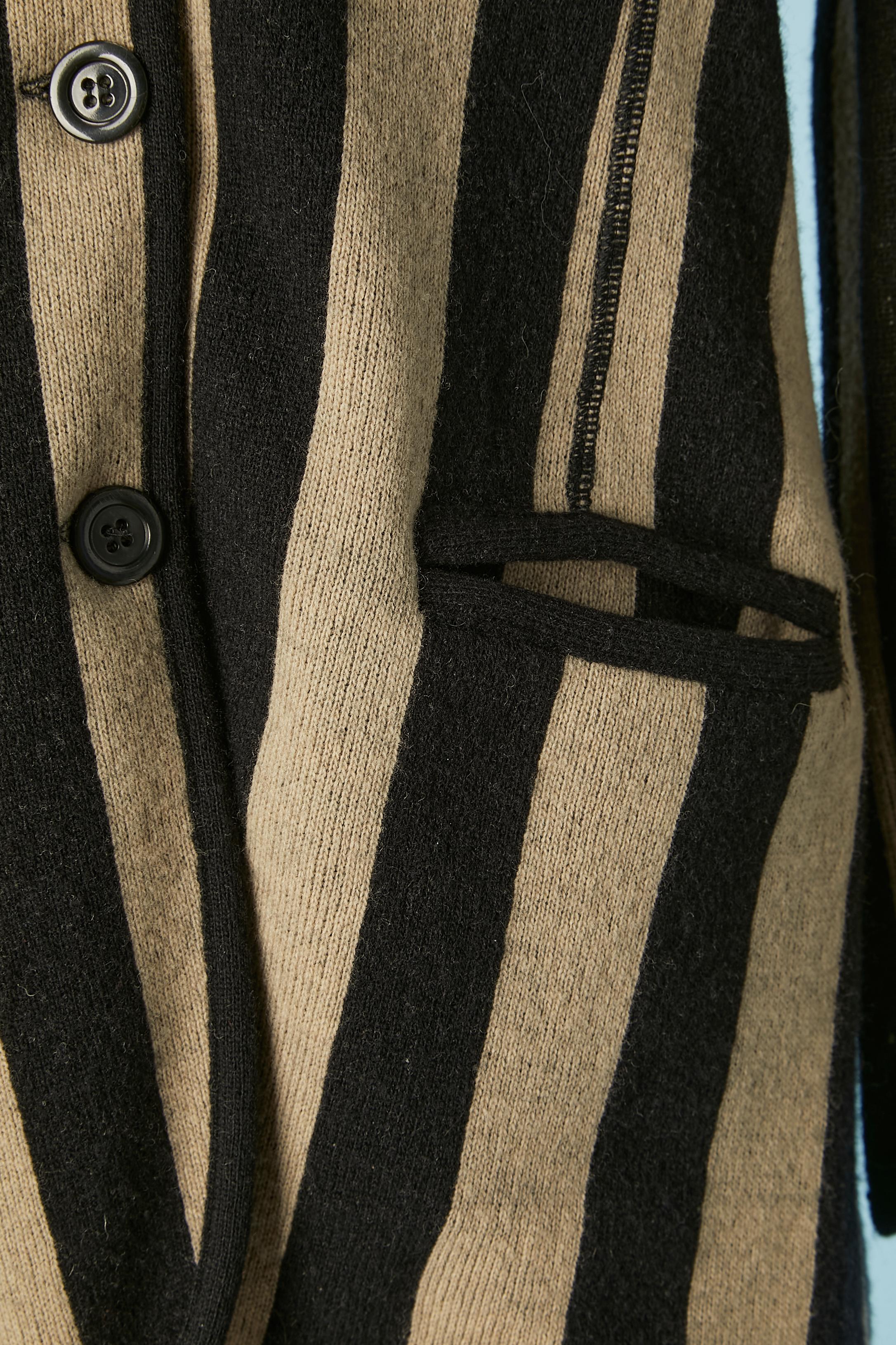 Black Knit cardigan with grey and black stripes Kenzo 
