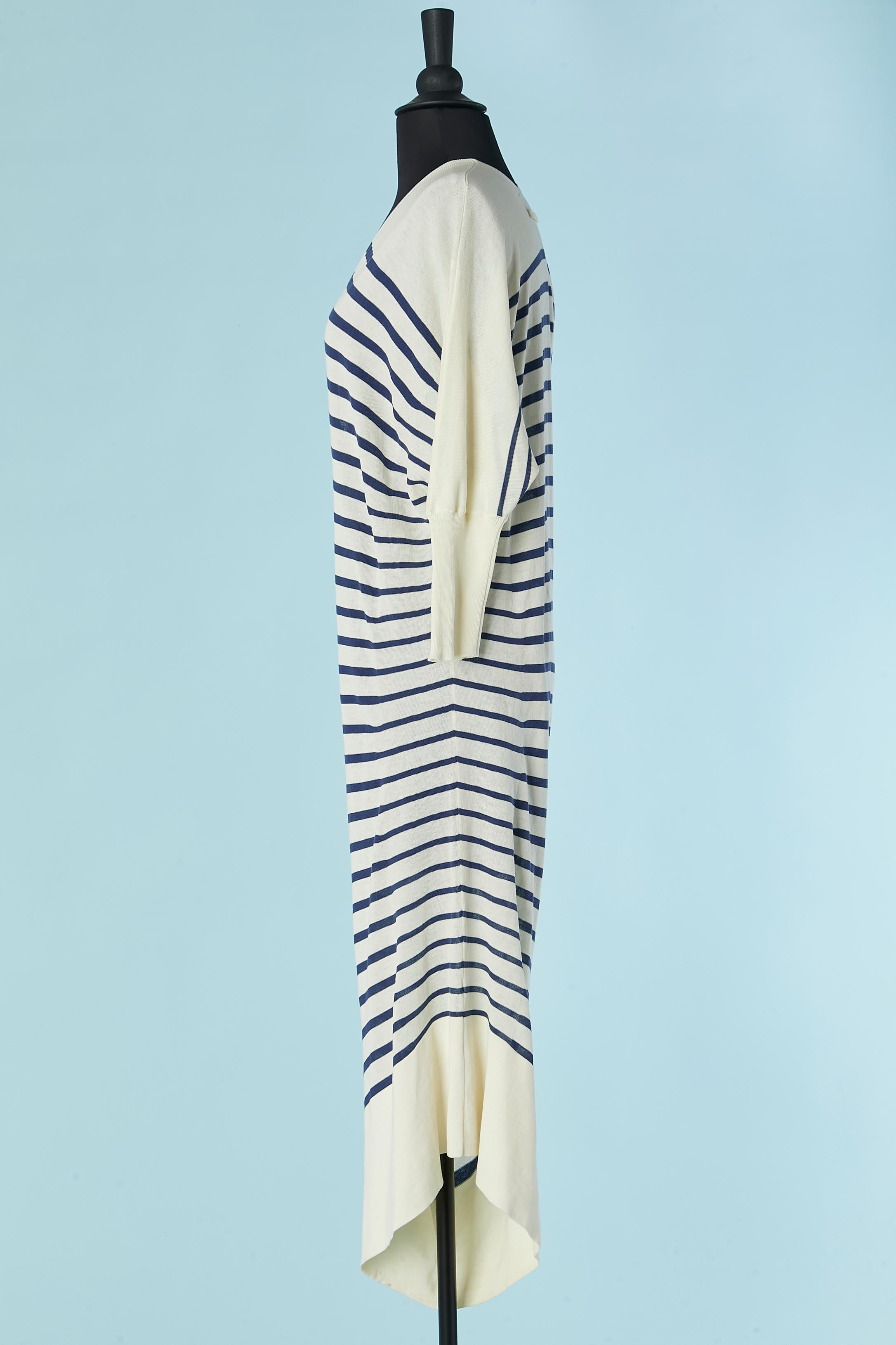 Women's Knit cotton striped draped asymmetrical dress Jean-Paul Gaultier For Sale