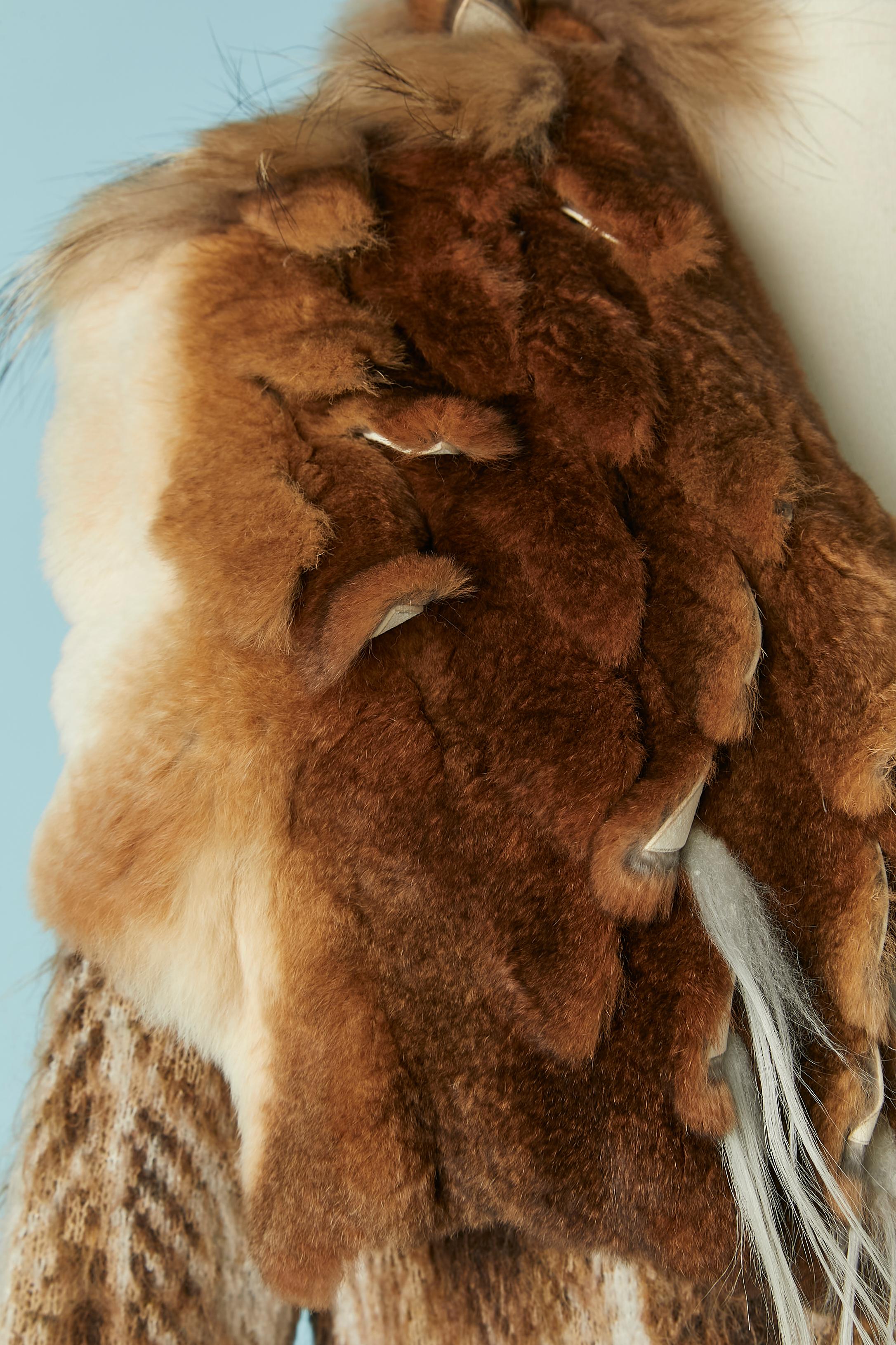 Knit jacquard coat with animal pattern and fur collar CLASS ROBERTO CAVALLI In Excellent Condition In Saint-Ouen-Sur-Seine, FR