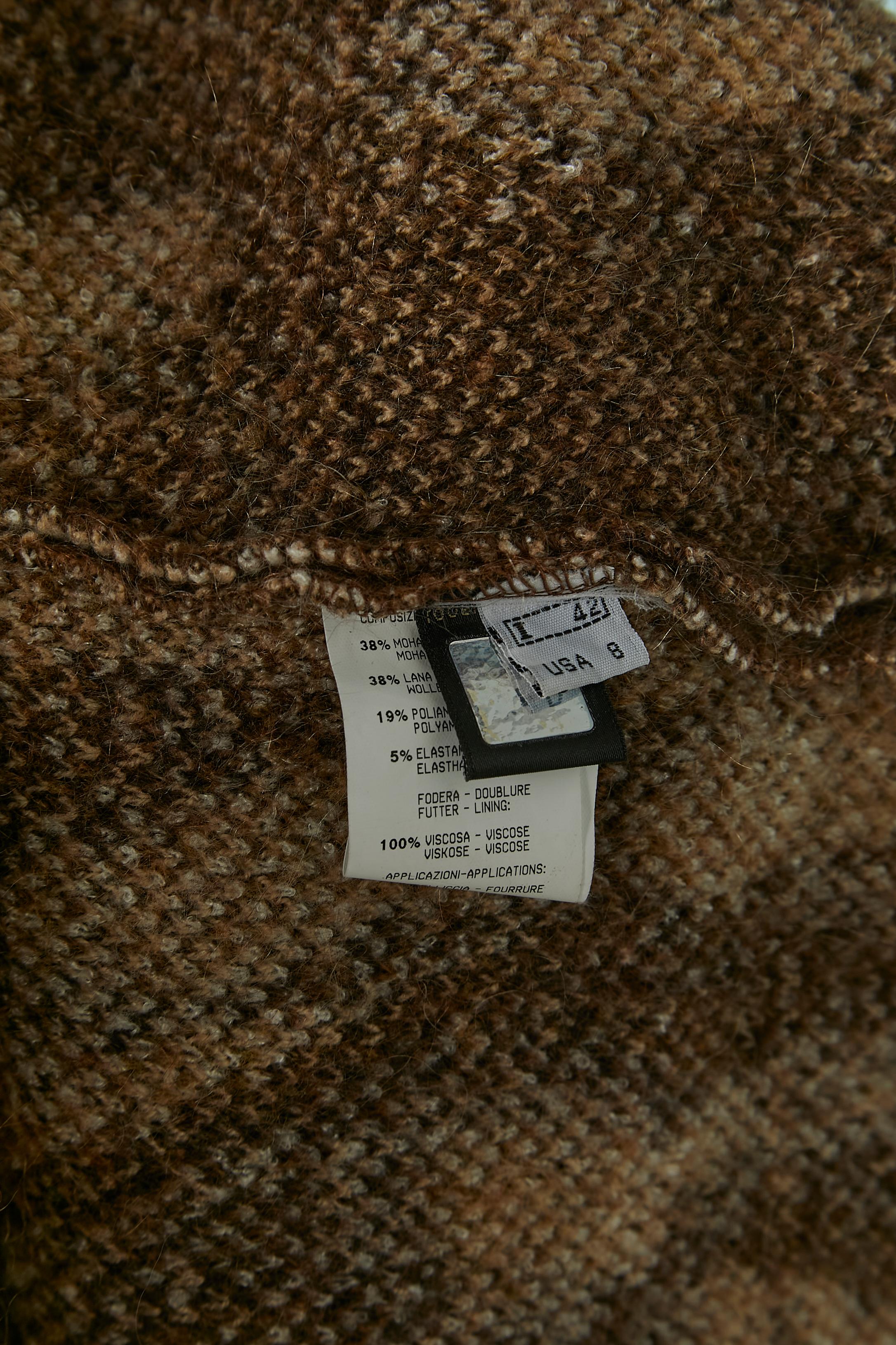 Knit jacquard coat with animal pattern and fur collar CLASS ROBERTO CAVALLI 3