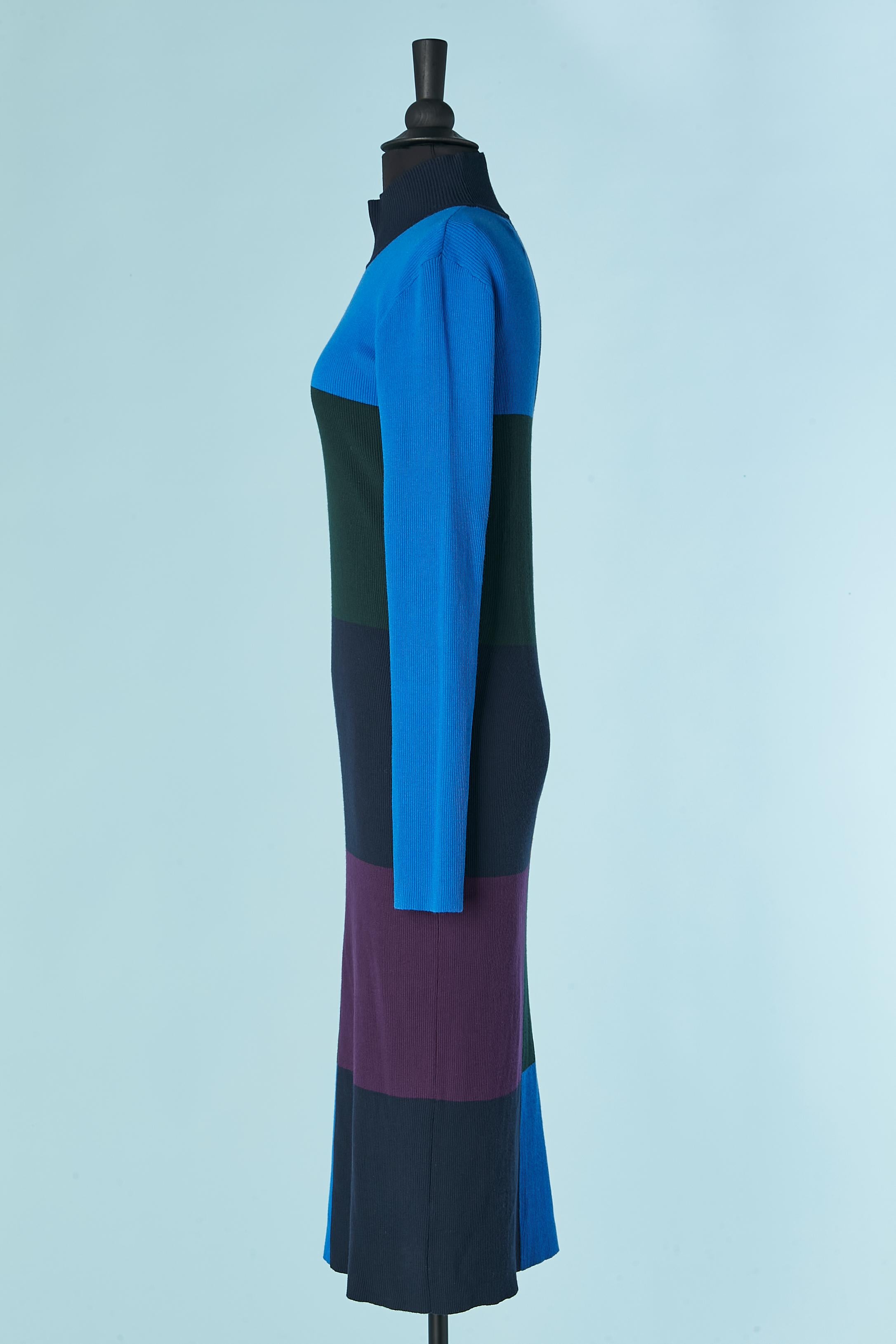 Knit jacquard dress with color-block pattern TORY SPORT In Excellent Condition For Sale In Saint-Ouen-Sur-Seine, FR