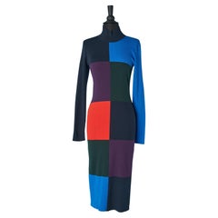 Knit jacquard dress with color-block pattern TORY SPORT