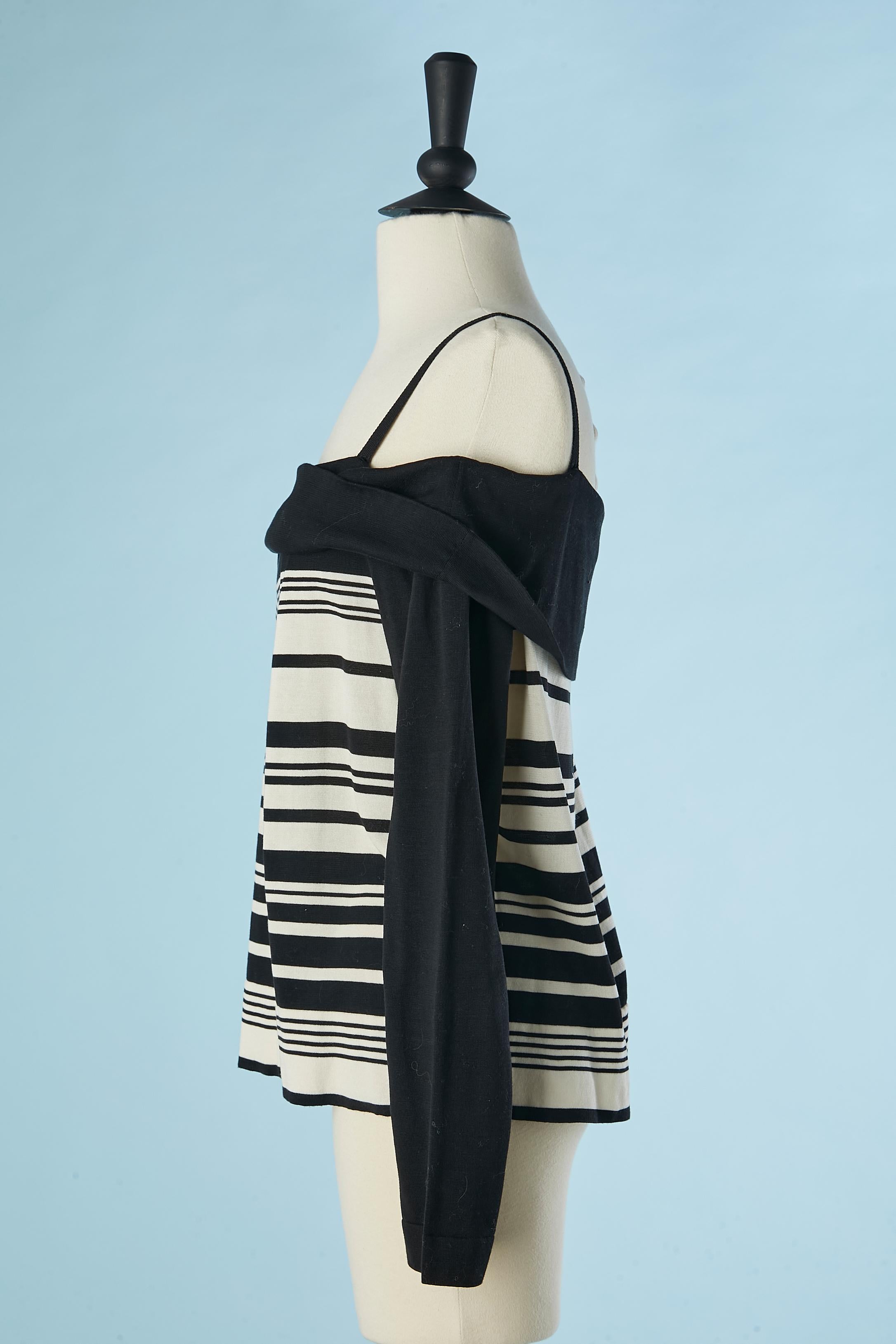 Women's Knit jersey in cotton with black and white striped Chanel Boutique  For Sale
