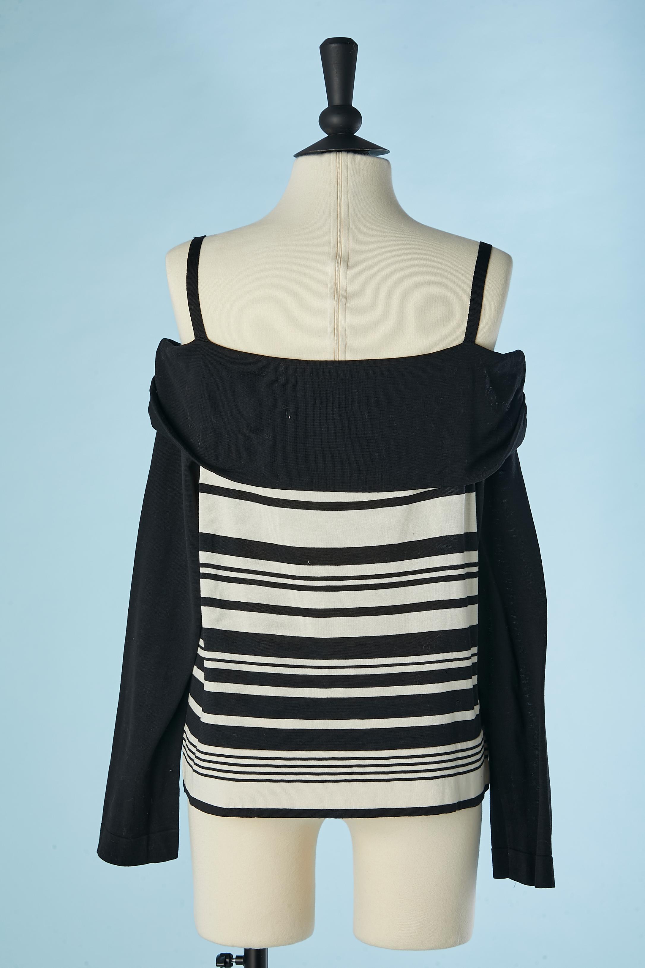 Knit jersey in cotton with black and white striped Chanel Boutique  For Sale 1