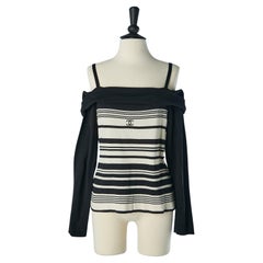 Knit jersey in cotton with black and white striped Chanel Boutique 