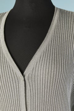 Knit silver lurex long cardigan SUITE by CHANTAL THOMASS