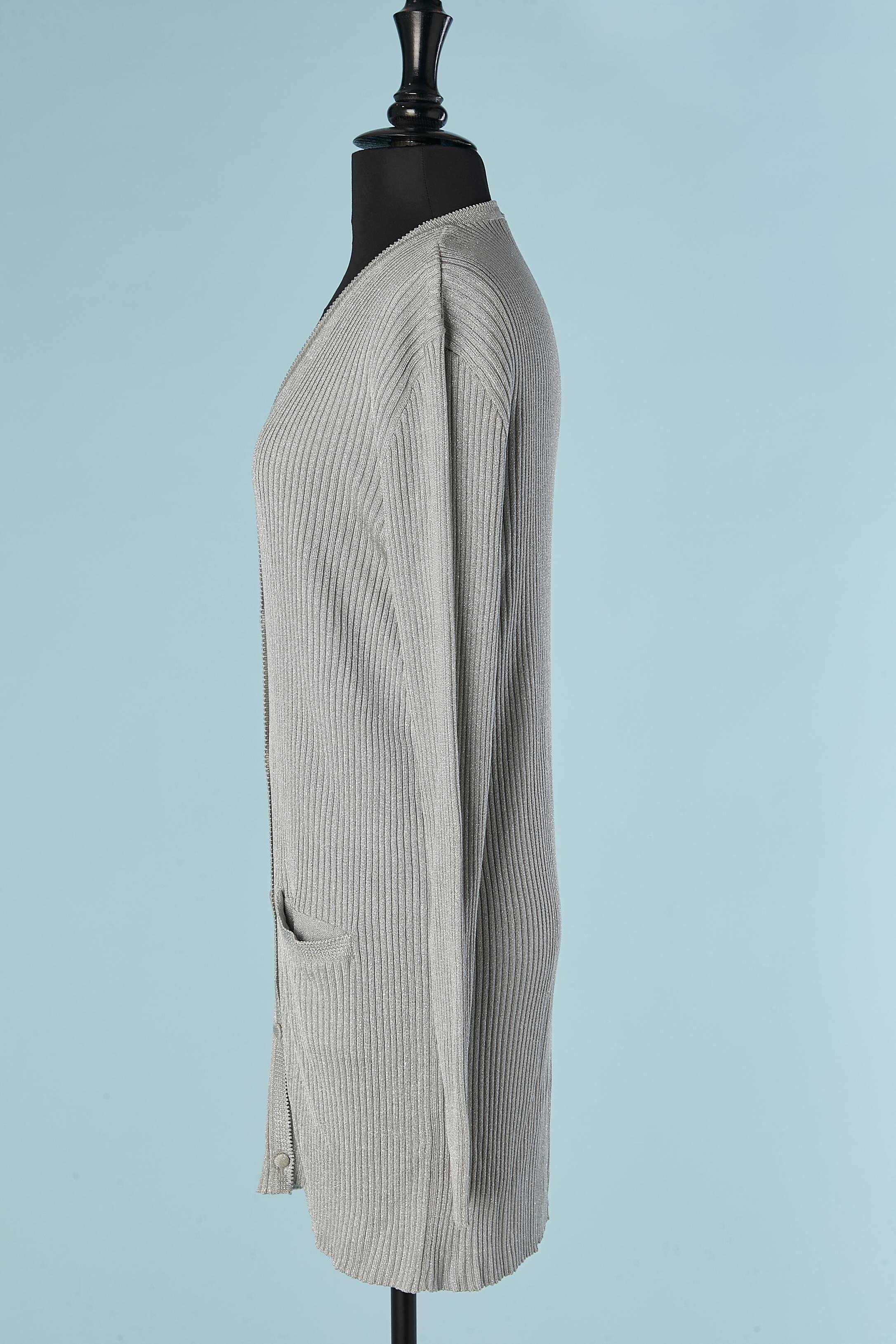 Lange Strickjacke aus silbernem Lurex SUITE von CHANTAL THOMASS Damen im Angebot