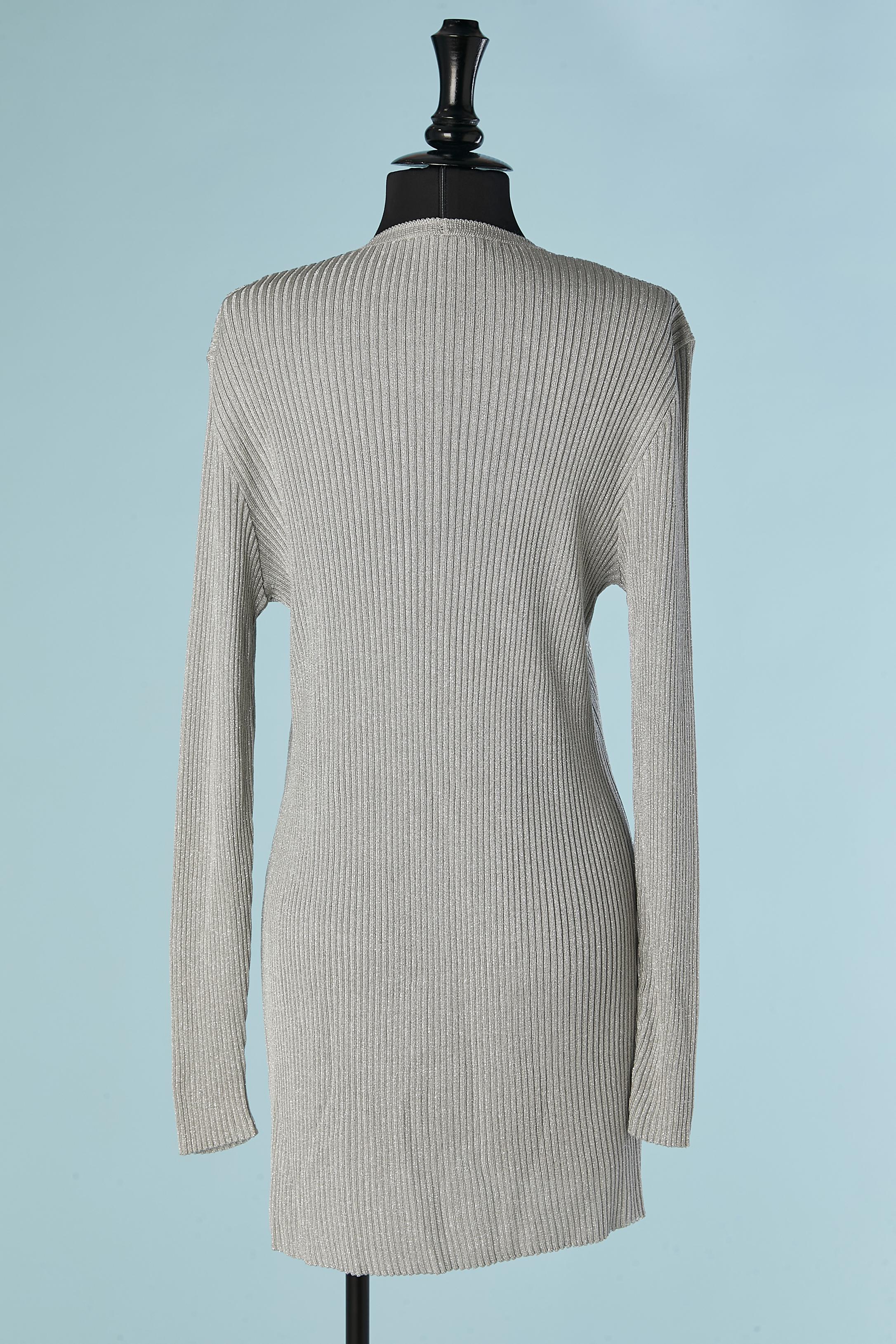 Lange Strickjacke aus silbernem Lurex SUITE von CHANTAL THOMASS im Angebot 1