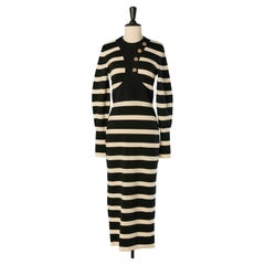 Knit striped dress with gold metal buttons ALEXANDER McQUEEN