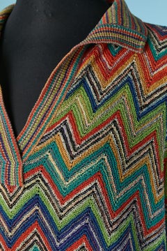 Knit sweater with V polo neck and abstract pattern MISSONI