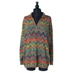 Knit sweater with V polo neck and abstract pattern MISSONI Knit sweater with V polo neck and abstract pattern MISSONI