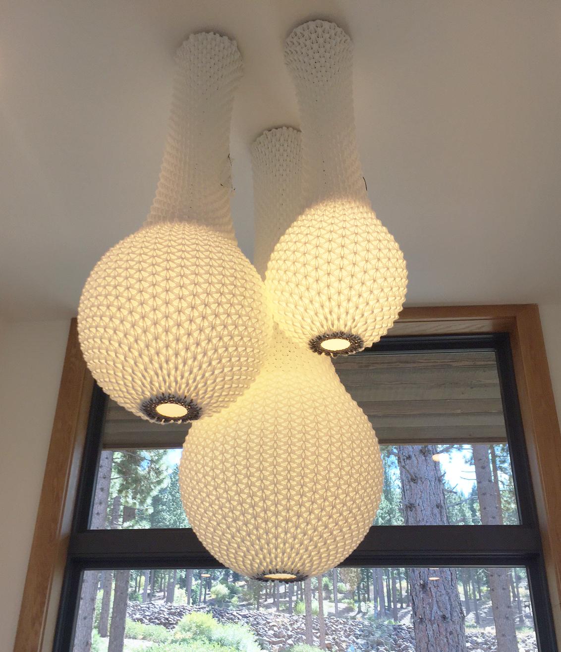 Modern Knitted Lighting Fixture Chandelier -Set Of 5 Units For Sale
