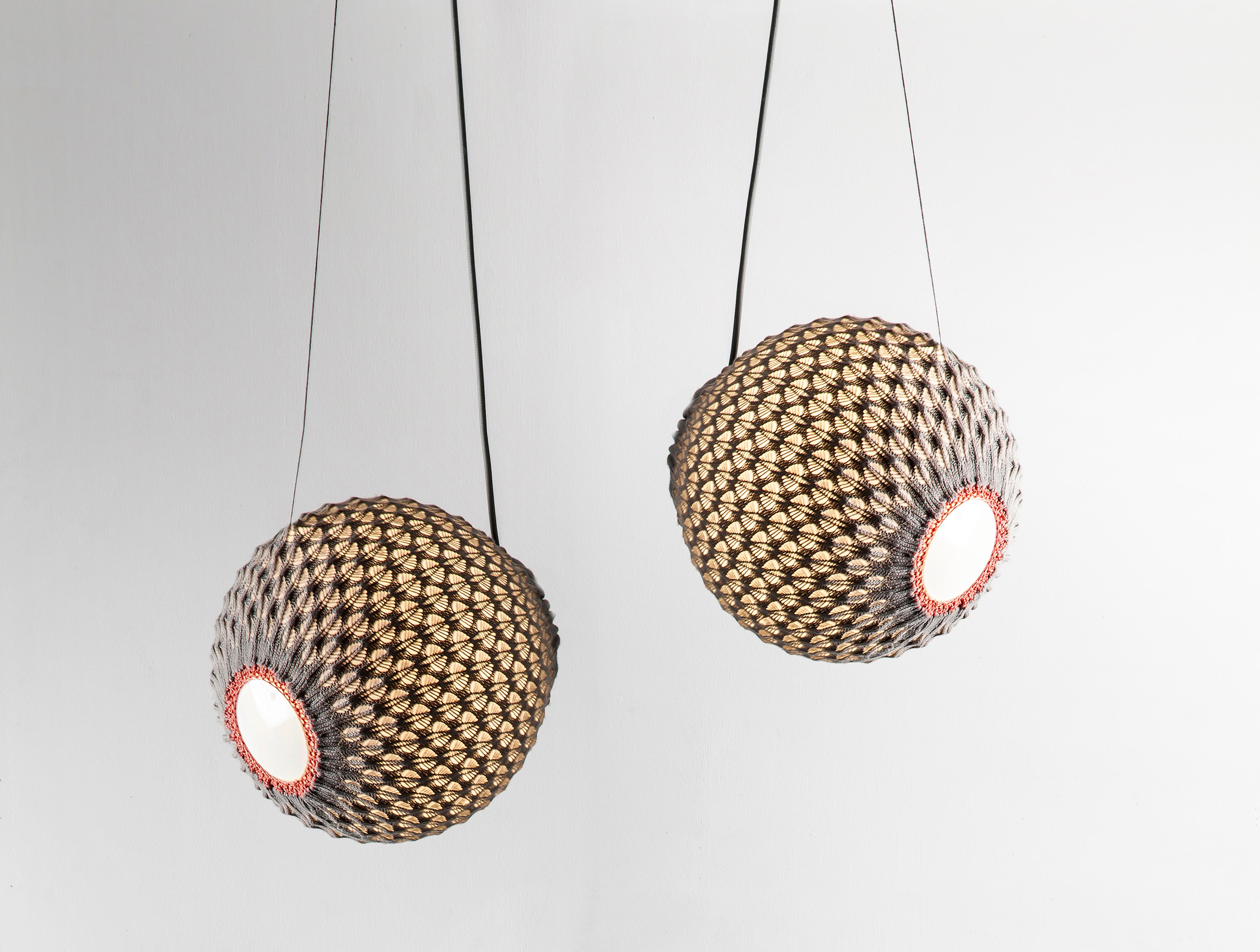 Modern Knitted Lighting Fixture  - Pendant Tilt - Medium size 40cm diameter For Sale
