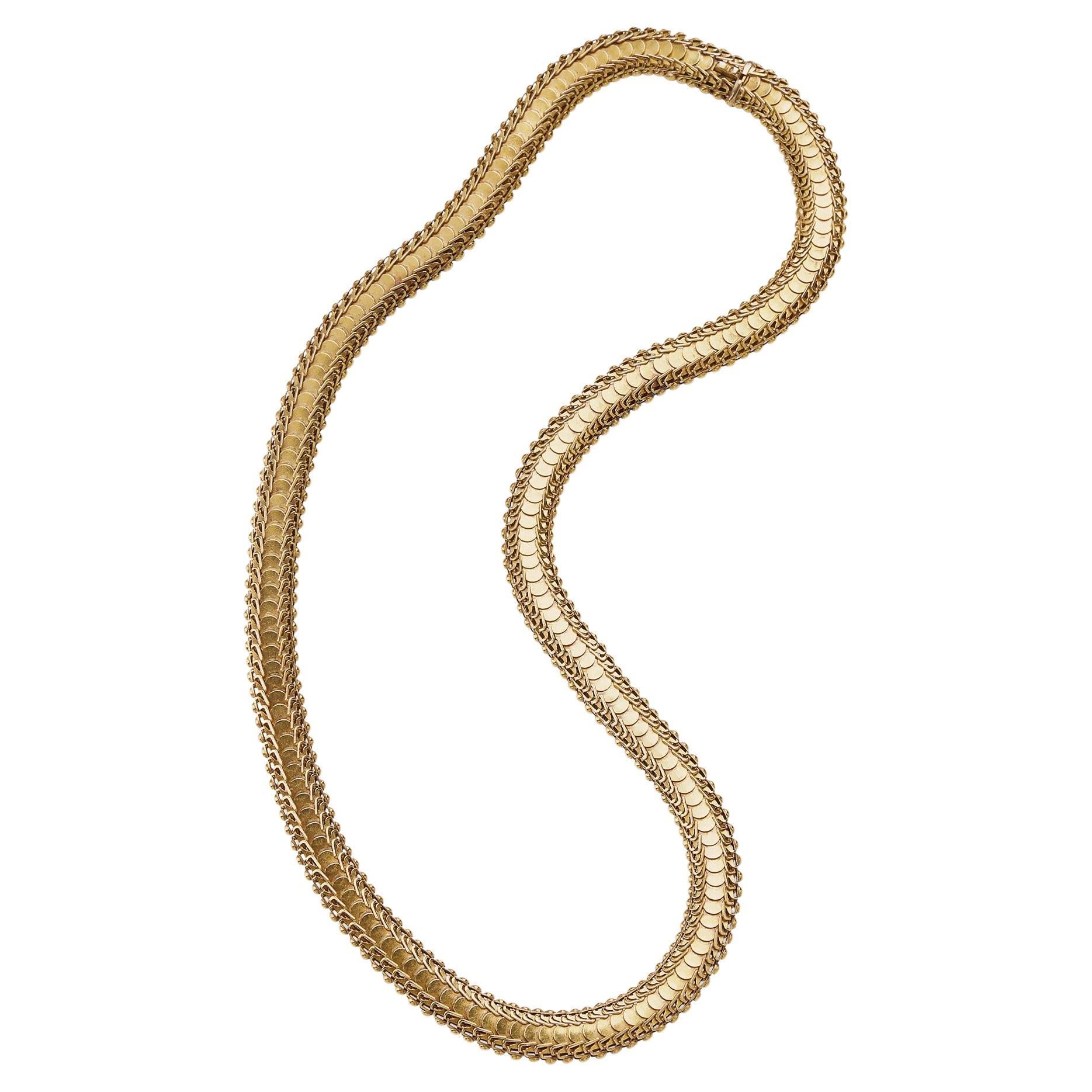 "Knitted" Victorian 18K Gold Chain Necklace For Sale