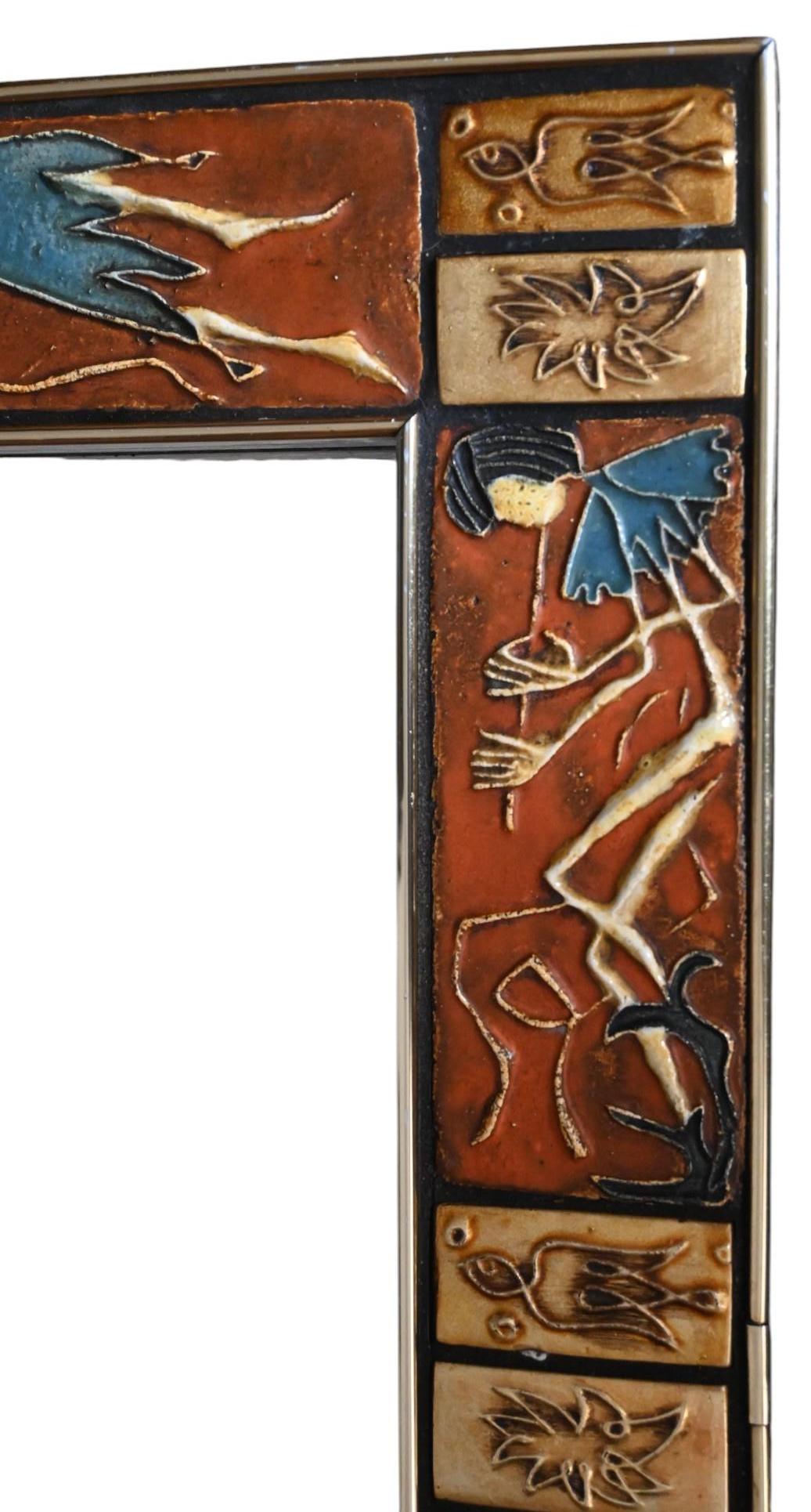 Belge Knitter Duro,  Miroir en céramique de conception belge 1970 en vente