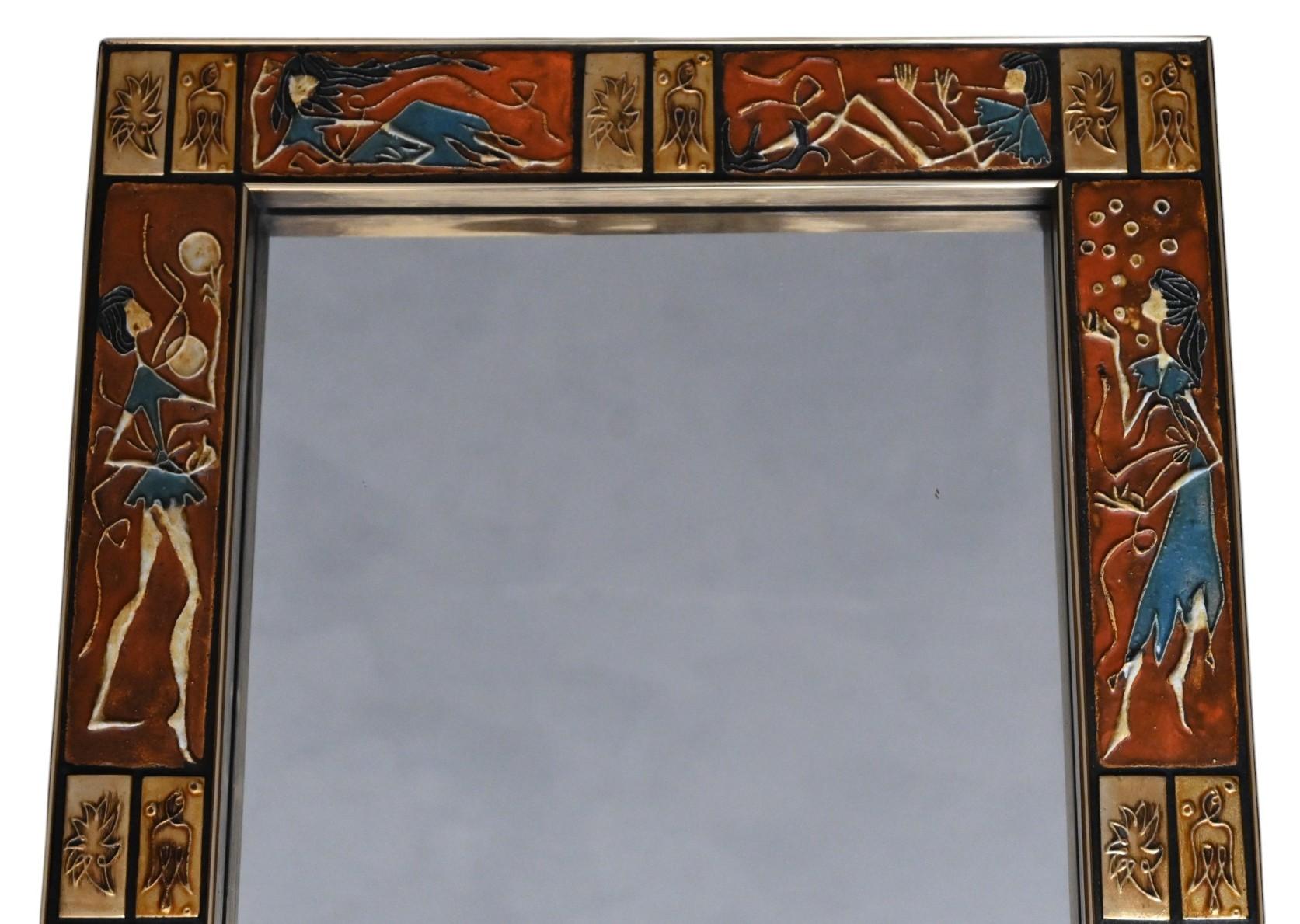 Knitter Duro,  Miroir en céramique de conception belge 1970 Bon état - En vente à Bilzen, BE