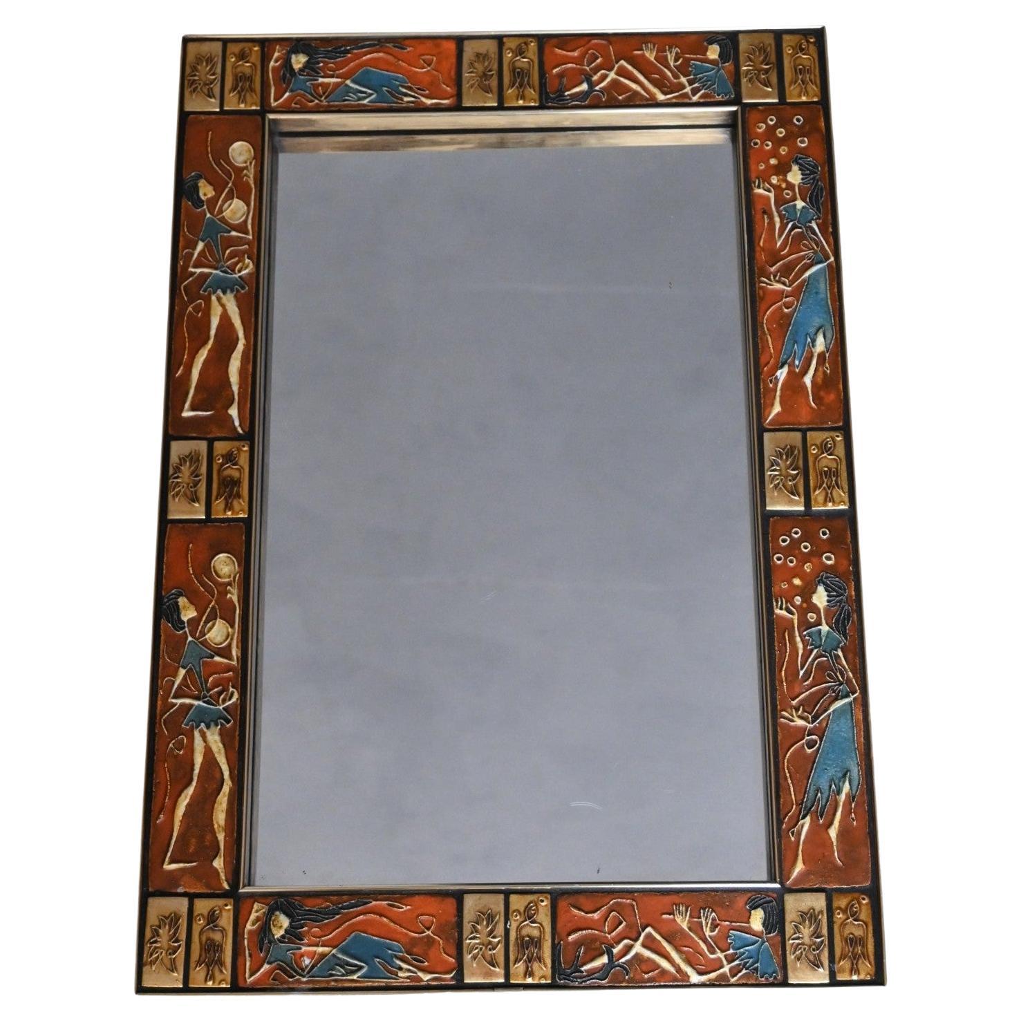 Knitter Duro,  Miroir en céramique de conception belge 1970 en vente