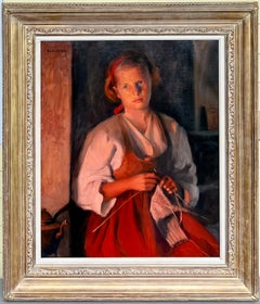 "Knitting by the Hearth" by Sam Uhrdin