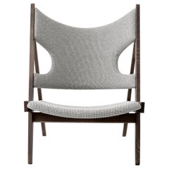 Knitting Lounge Chair, Dark Stained Oak Legs Dark Sand Upholstery