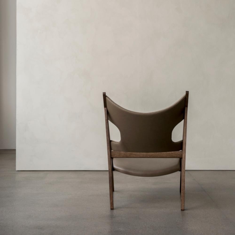 Knitting Lounge Chair, Natural Oak, Dakar 0250 'Grey Aniline Leather' For Sale 4