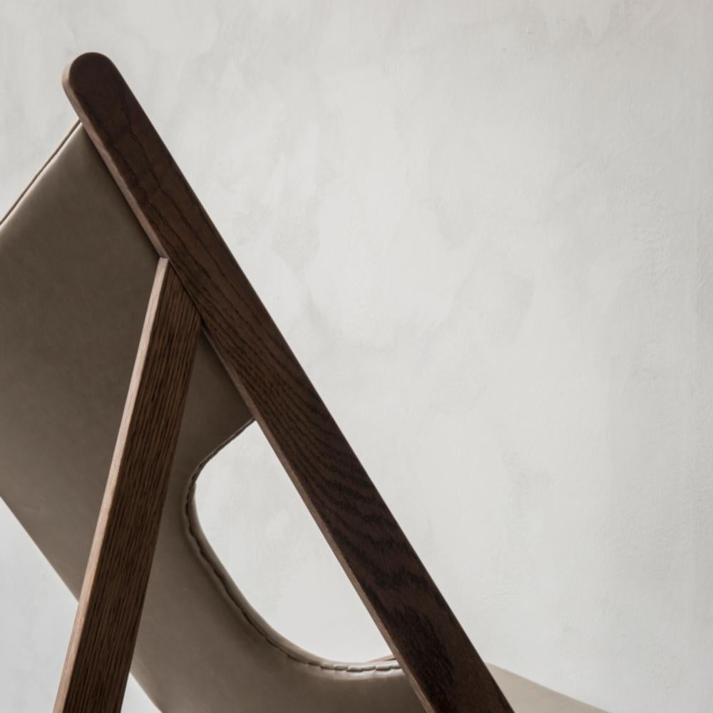 Knitting Lounge Chair, Natural Oak, Dakar 0250 'Grey Aniline Leather' For Sale 7