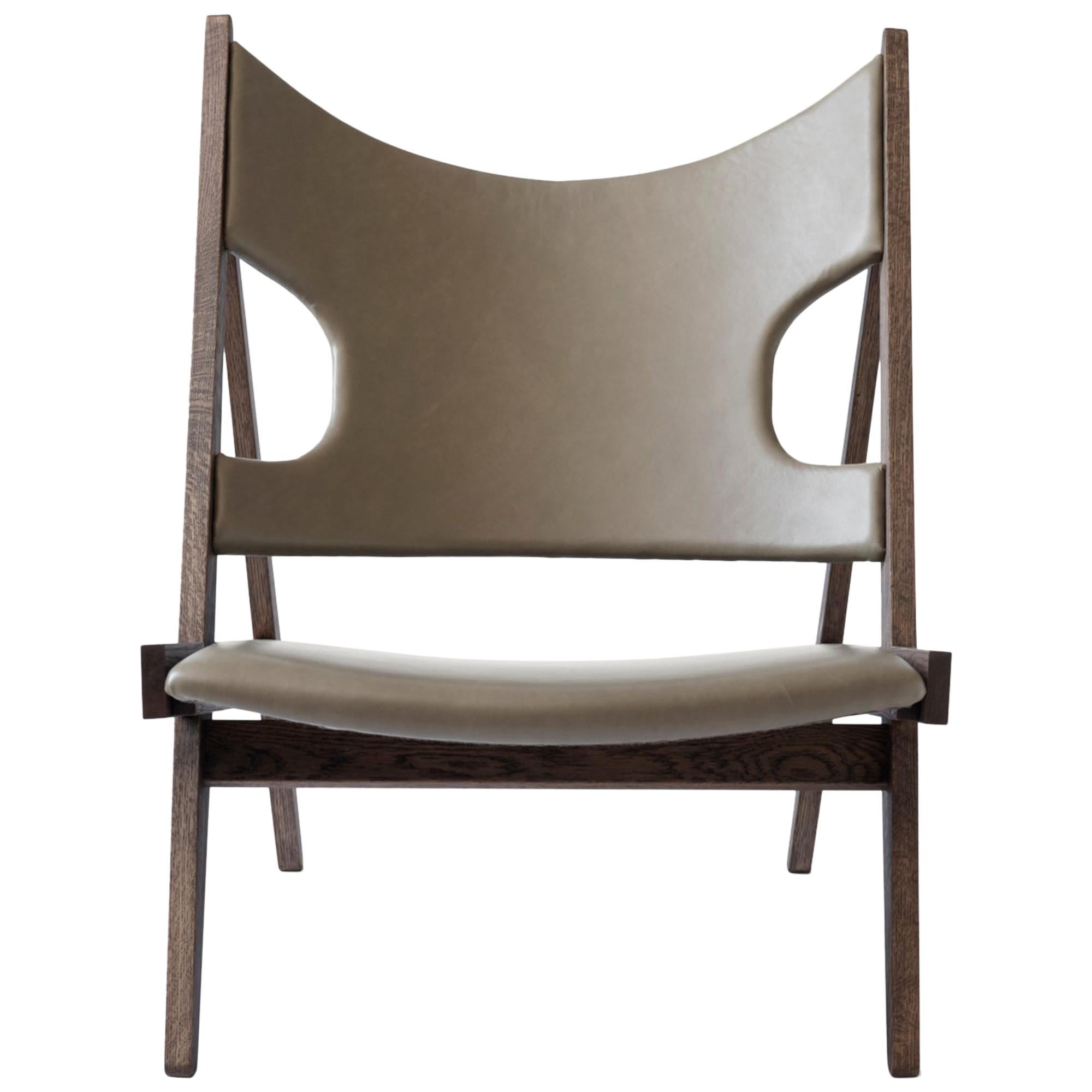 Knitting Lounge Chair, Natural Oak, Dakar 0250 'Grey Aniline Leather' For Sale