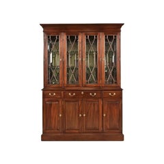 Knob Creek Georgian Mahogany Lighted Breakfront Bookcase Cabinet