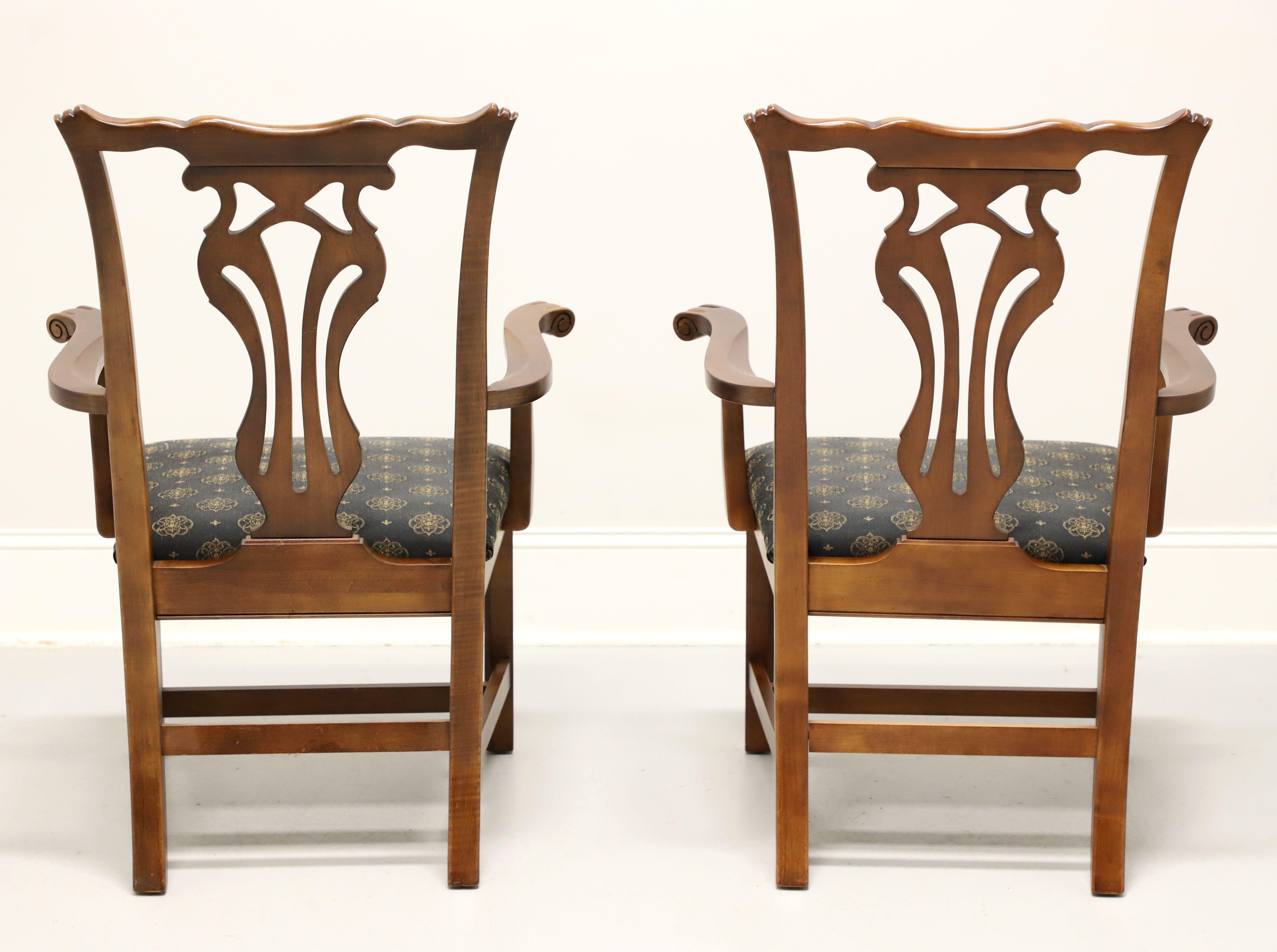 American KNOB CREEK Mahogany Chippendale Dining Armchairs - Pair For Sale