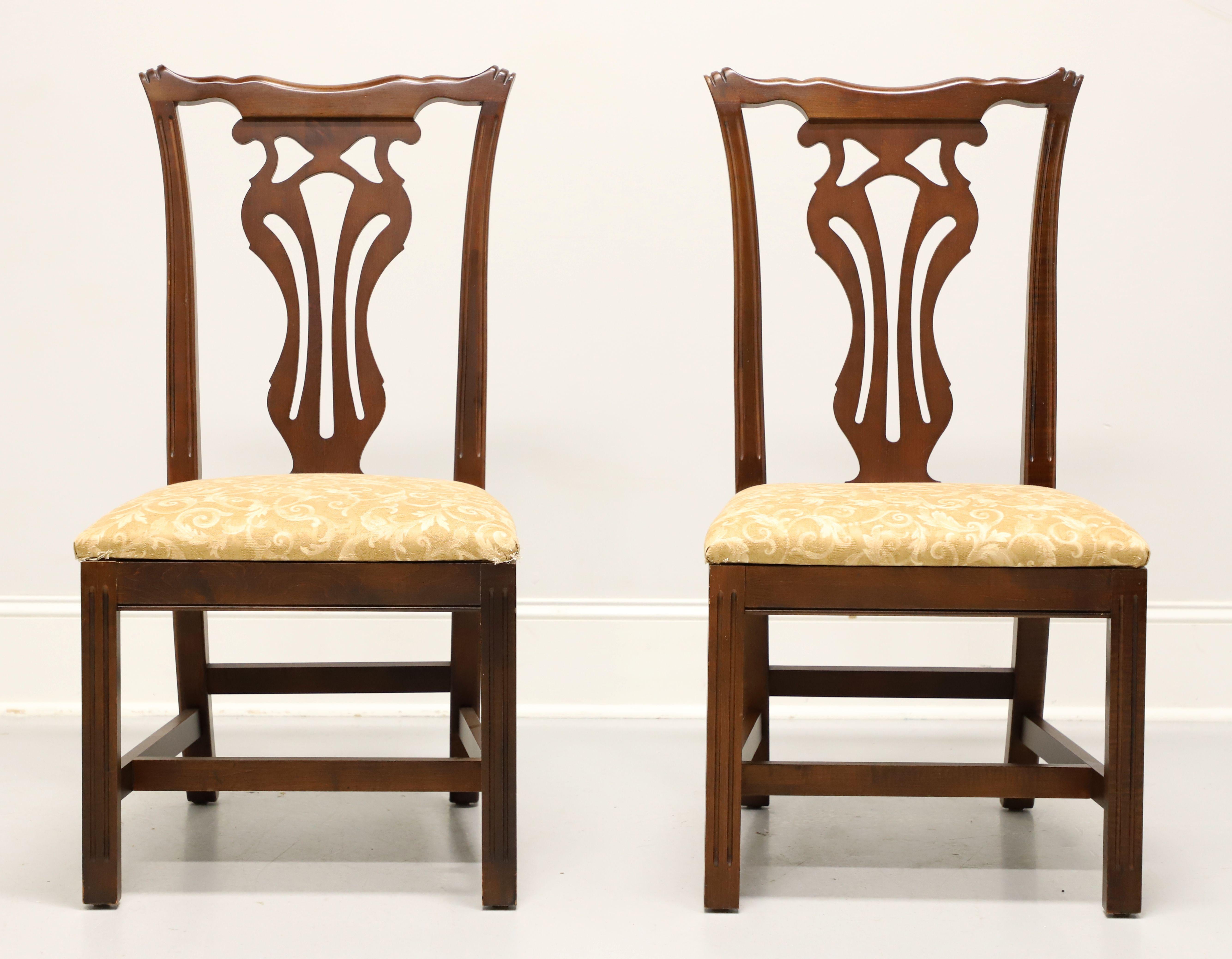 American KNOB CREEK Mahogany Chippendale Dining Side Chairs - Pair B For Sale