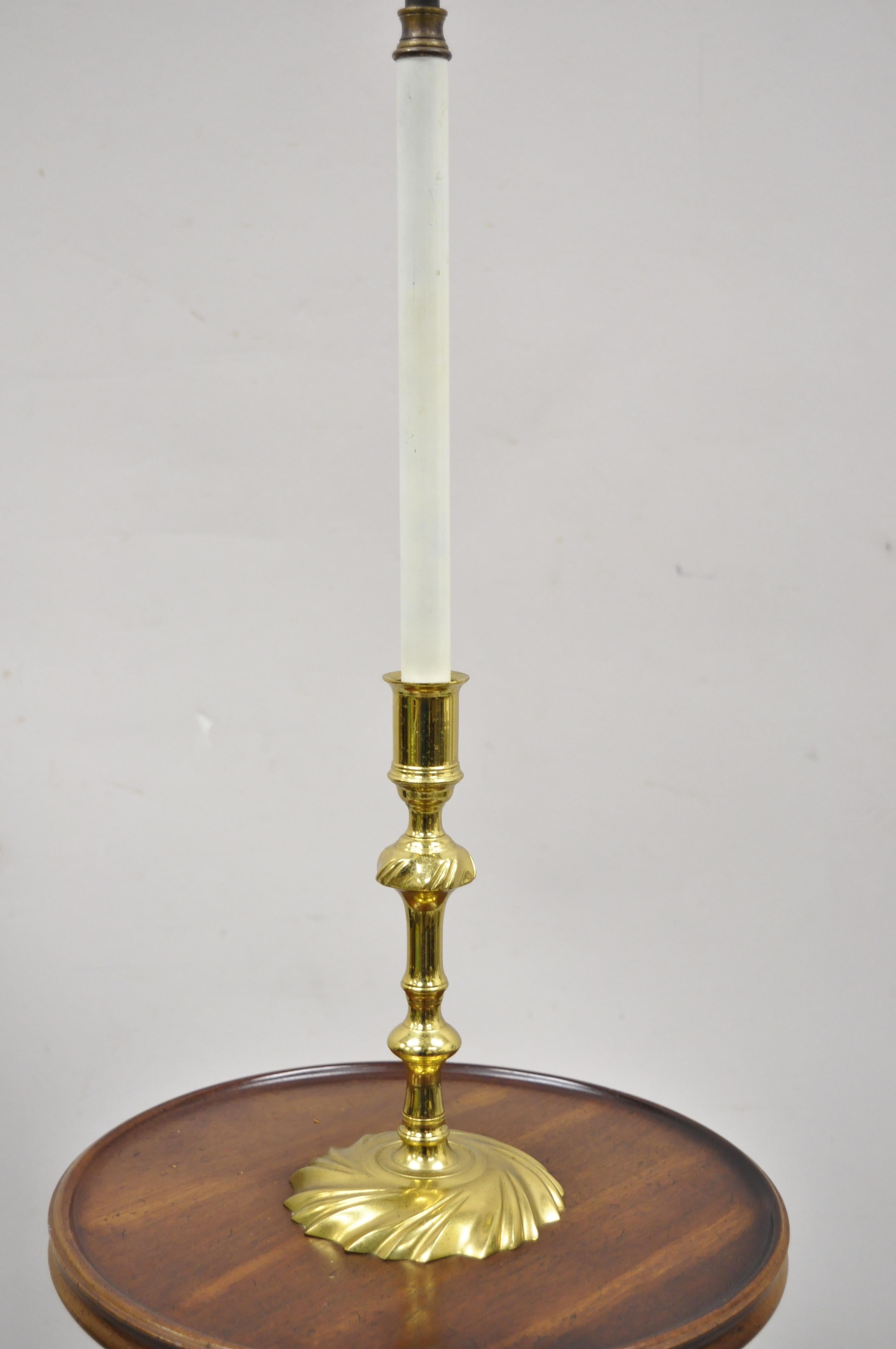 Queen Anne Knob Creek of Morganton Cherry Wood Brass Candlestick Floor Lamp Side Table