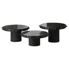 Knob Trio Round Cluster Coffee Tables - Nero Marquina - S/3