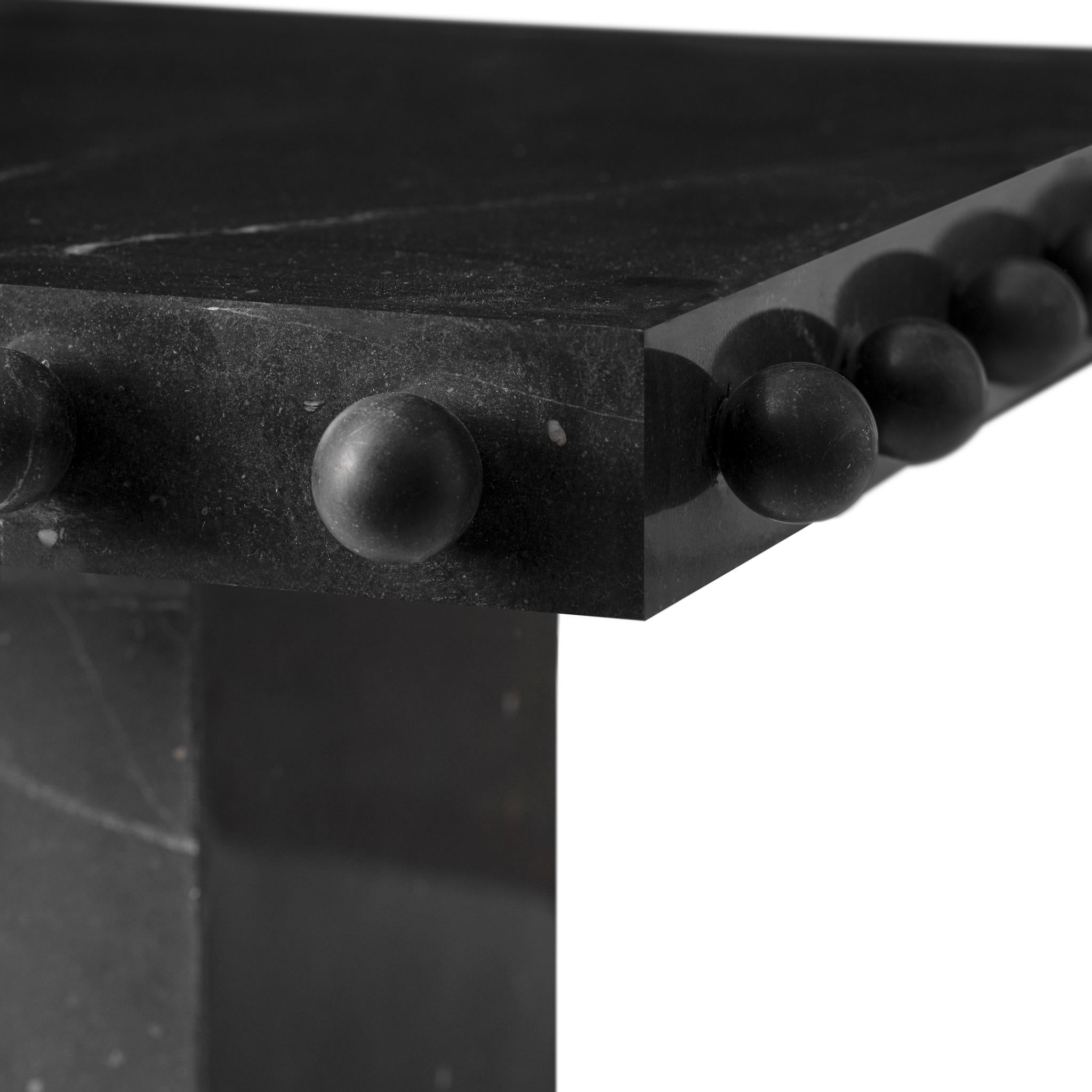 Américain Tables basses carrées en grappe Knob Trio - Nero Marquina - S/3 en vente