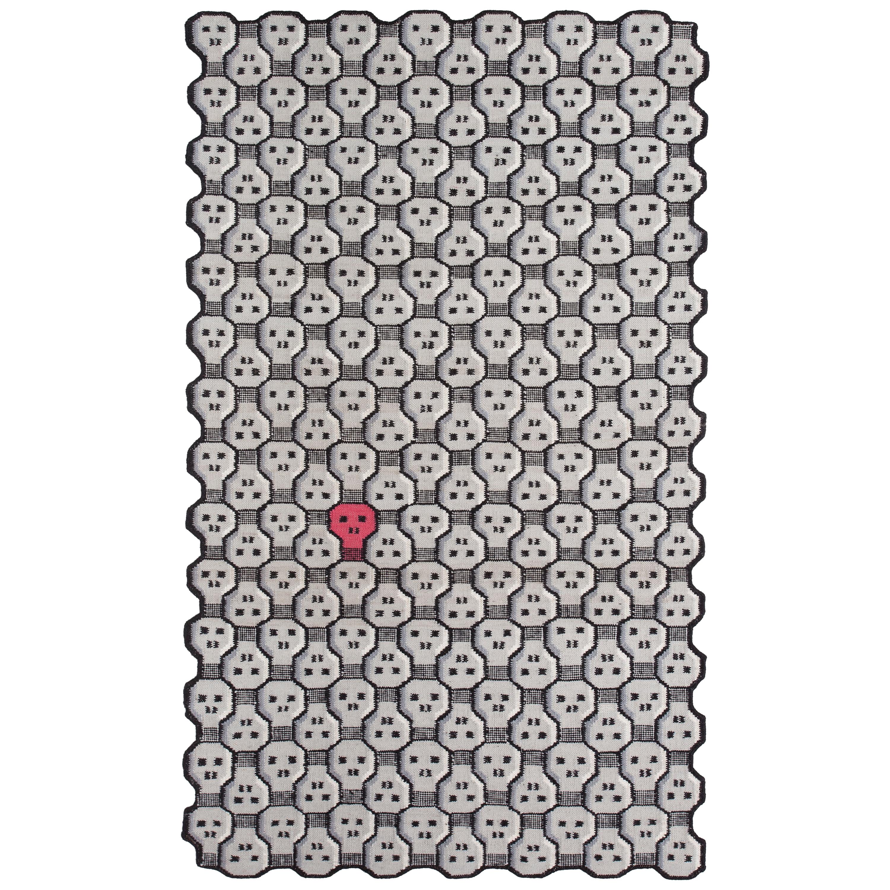Ausziehbarer Teppich, handgewebt aus Wolle, 100 Knoten, Giulio Iacchetti