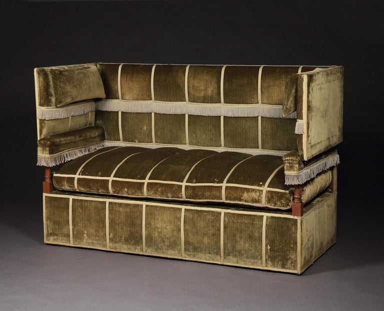 Knole Settee, English, Morant and Co., Green Strie Velvet For Sale at 1stDibs