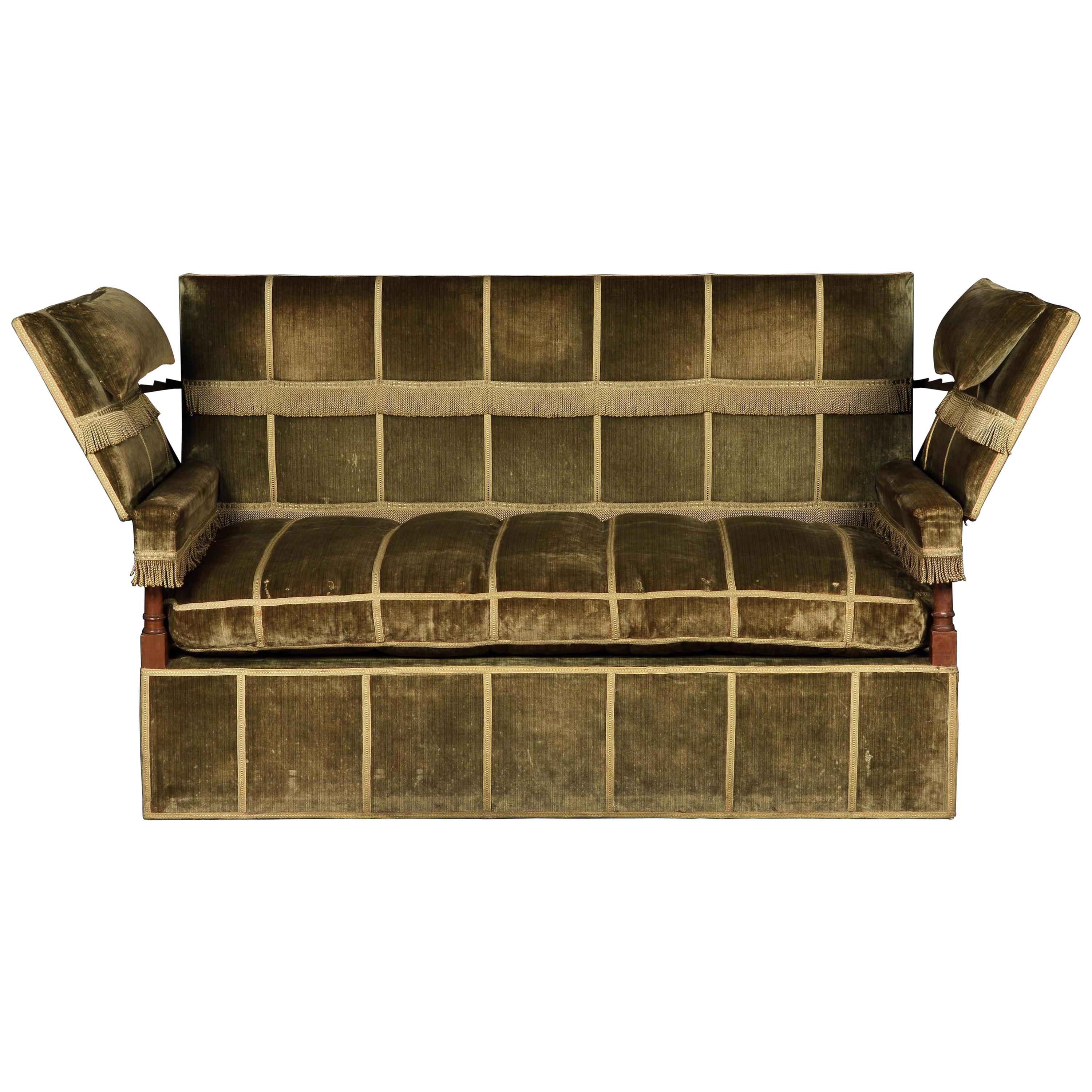 Knole Settee, English, Morant & Co., Green Strie Velvet