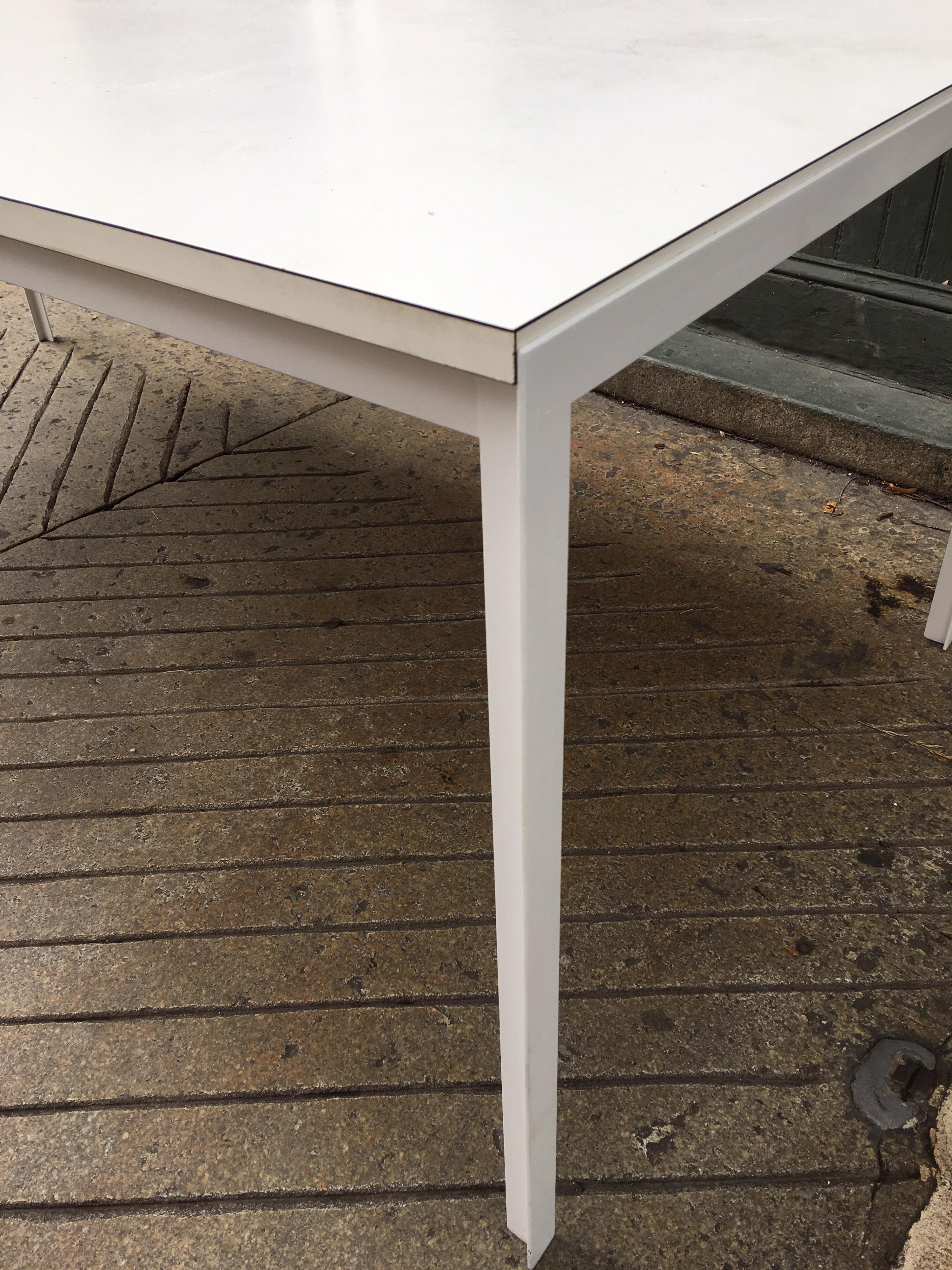 Mid-Century Modern Knoll Angle Iron White Formica Dining Table