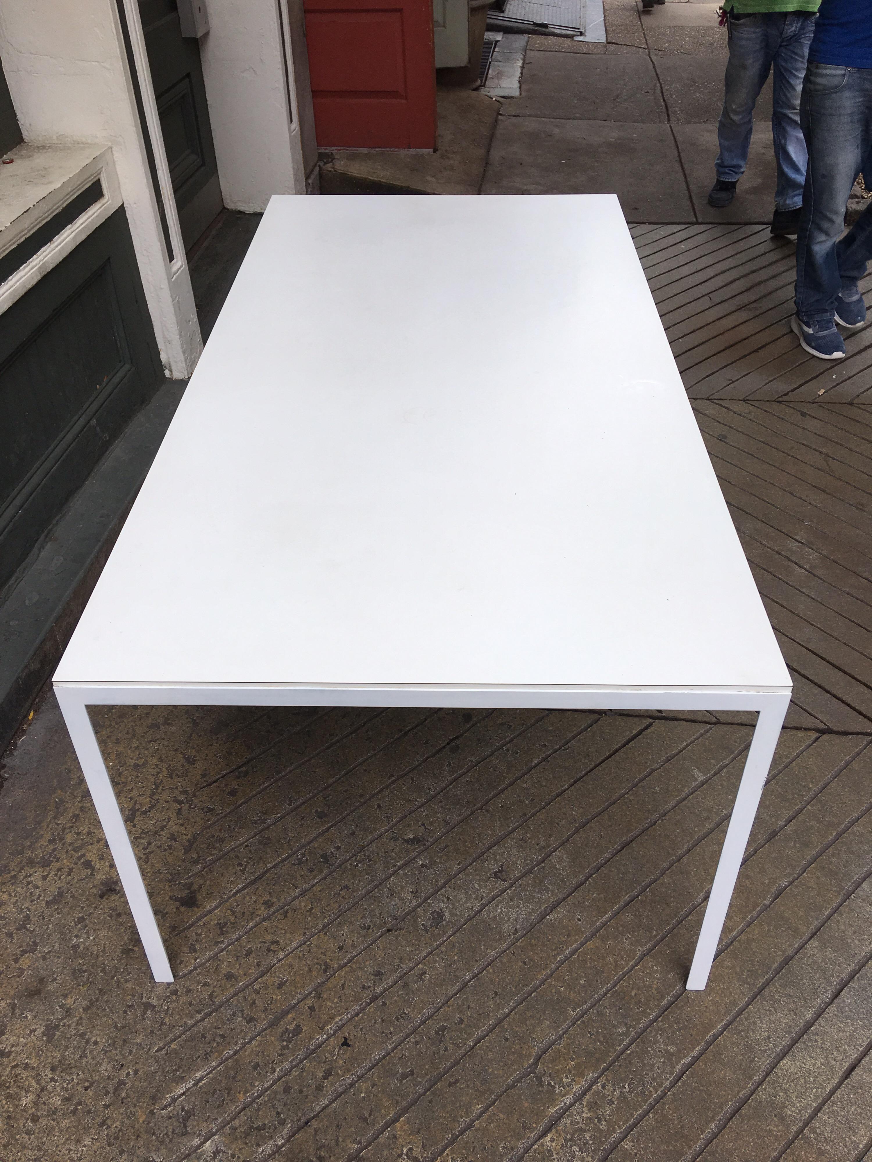 Knoll Angle Iron White Formica Dining Table In Good Condition In Philadelphia, PA