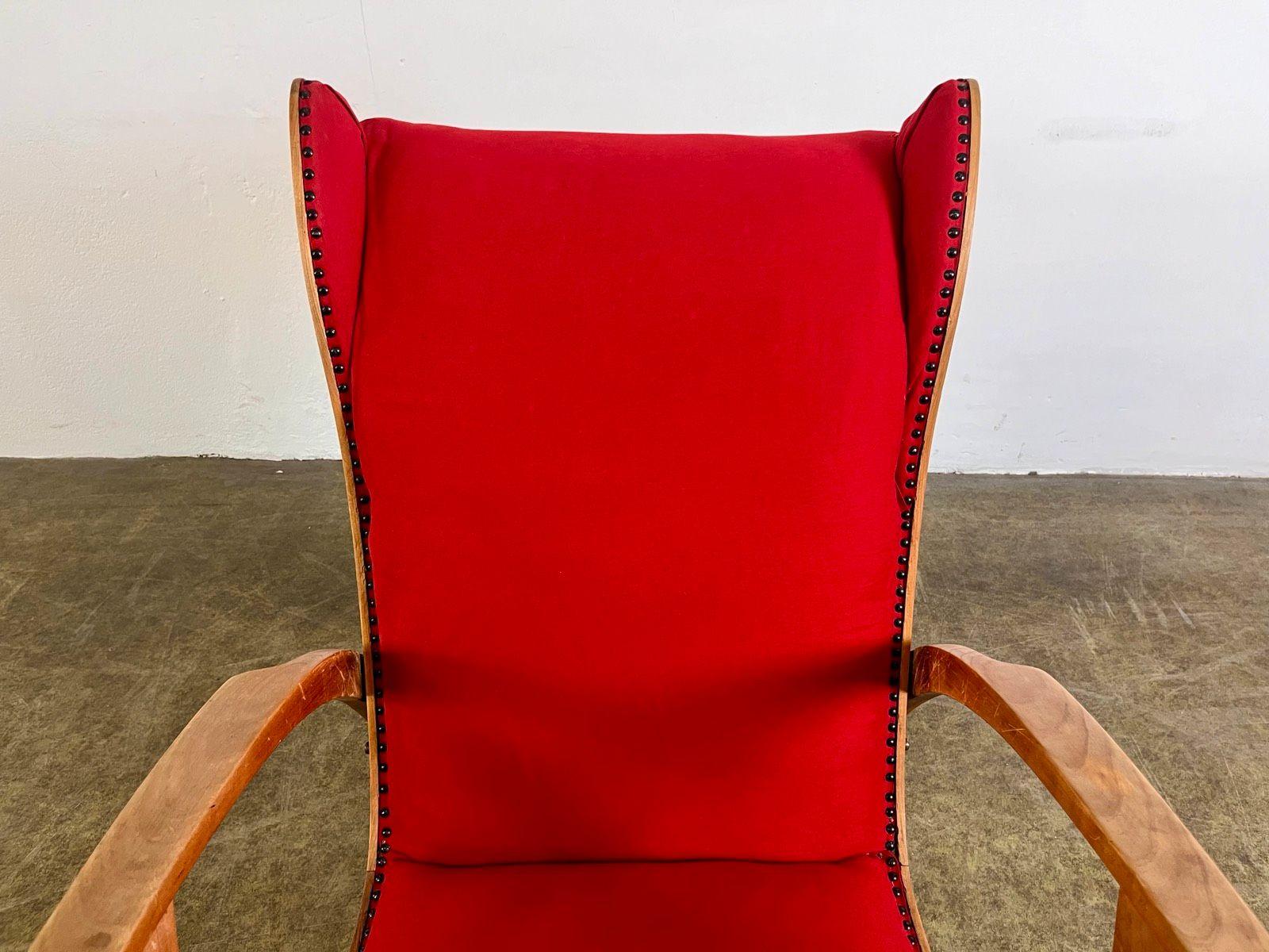 Legno Poltrona Knoll Antimott sedia ad ala 1950 Lounge Chair Mid Century in vendita