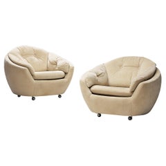 Retro Knoll Antimott Lounge Chairs in Off-White Upholstery 