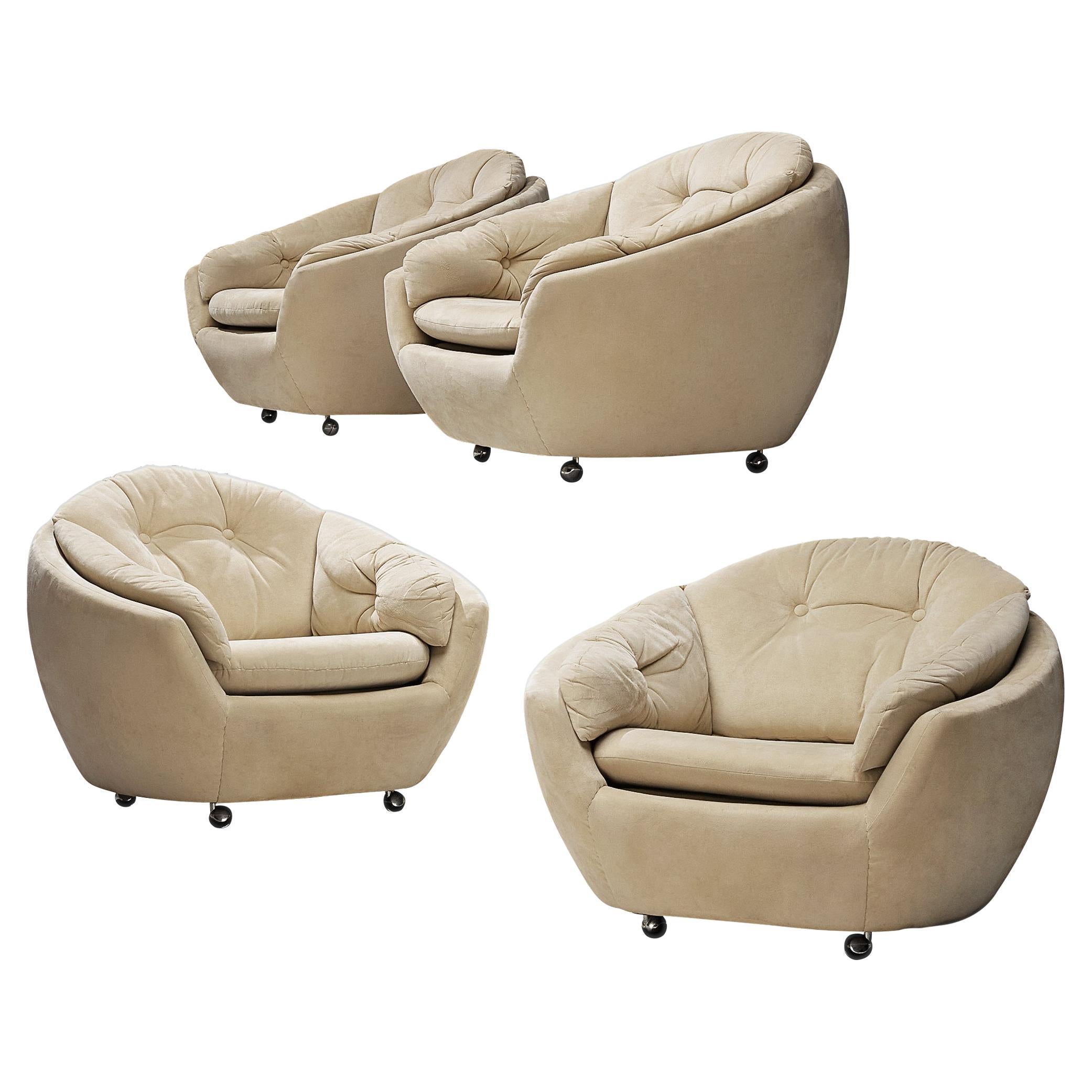 Knoll Antimott Set of Four Lounge chairs in Alcantara Upholstery
