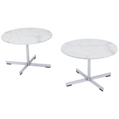 Knoll Architectural Steel and Marble Side Tables