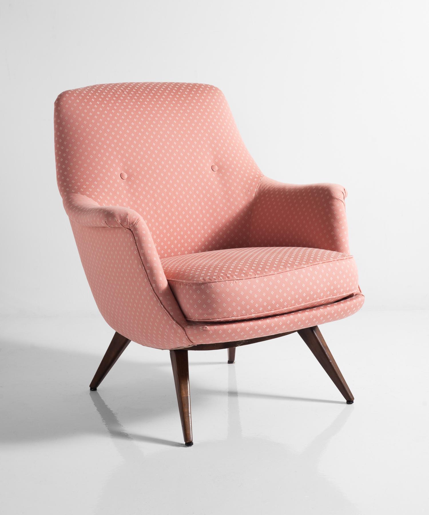Knoll Armchair by K. Antimott, Germany, circa 1950

Designed by Walter Knoll and newly reupholstered in Blush Cotton Fabric by Titley & Marr.