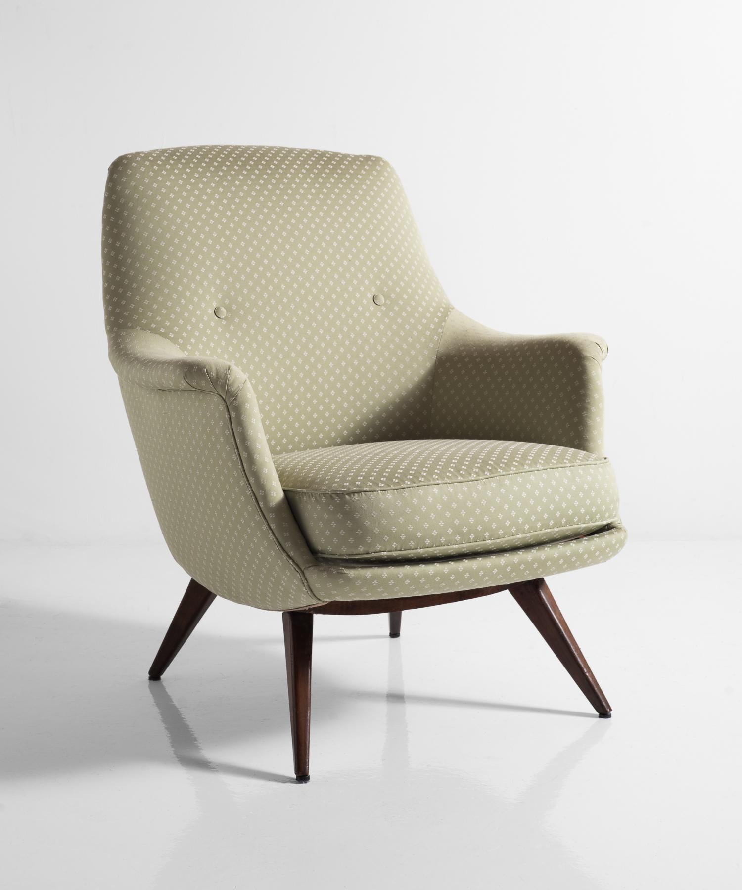 Knoll armchair by K. Antimott, Germany, circa 1950

Designed by Walter Knoll, and newly reupholstered in green cotton fabric by Titley & Marr.