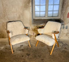 Fauteuils "Knoll" par Jon Brunstad & Arne Velle, Norvège 1955 - Peau de mouton