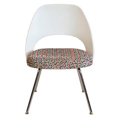 Knoll Armless Saarinen Chair White Plastic Back with "Funfetti" Upholstery