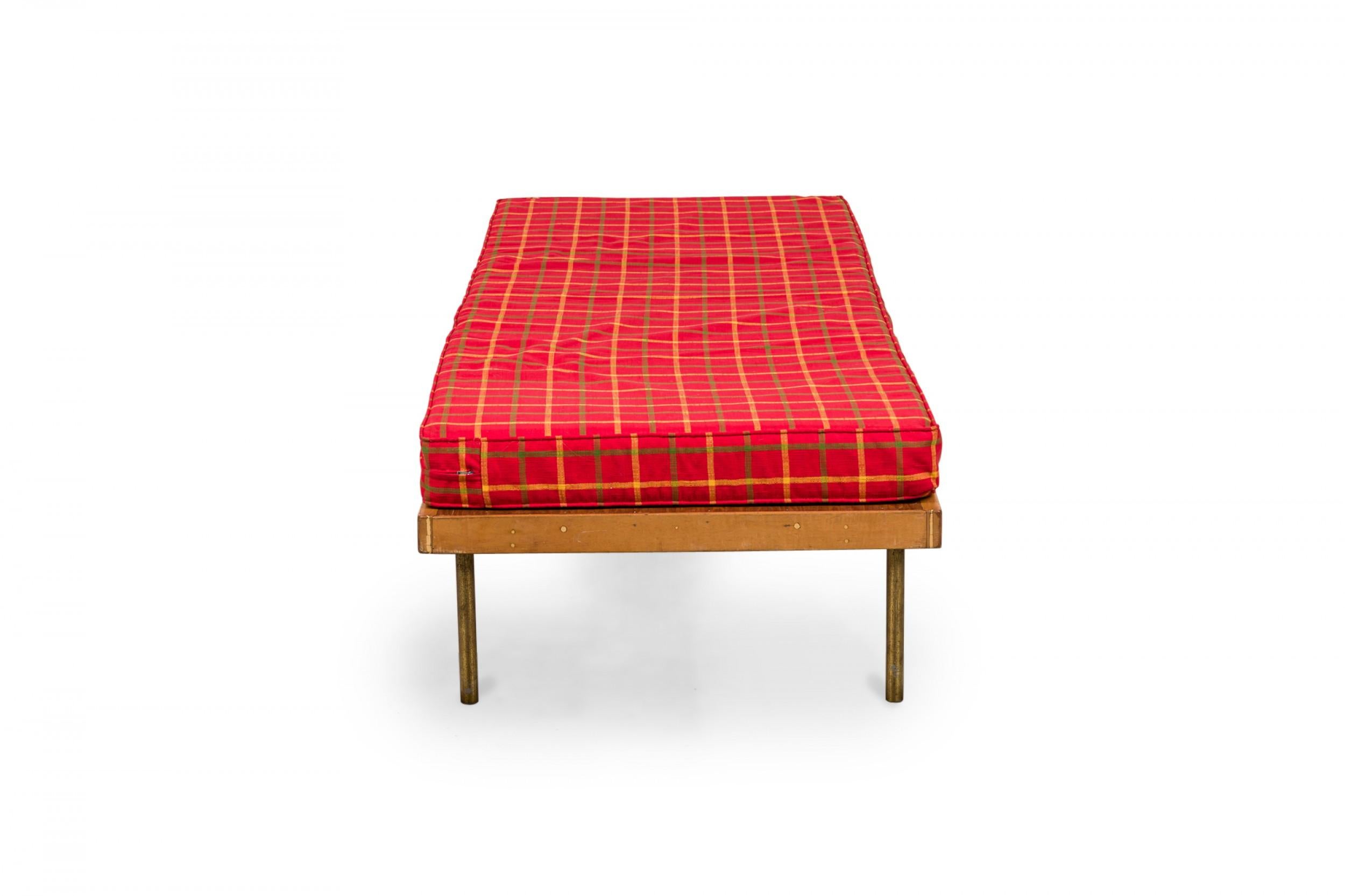 Knoll Associates Mid-Century American Red Plaid Upholstered Platform Daybed For Sale 5