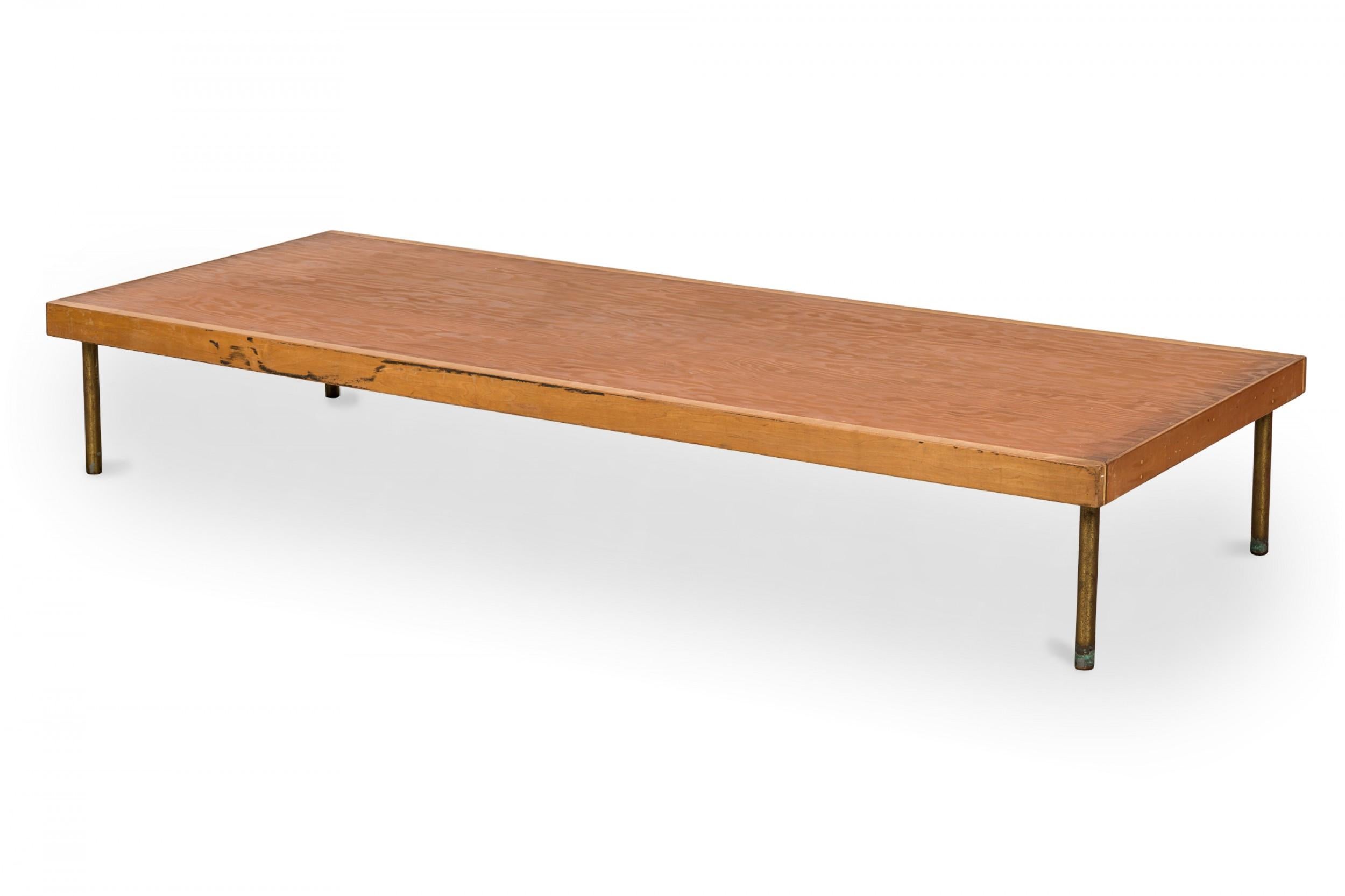 Inlay Knoll Associates Mid-Century American Red Plaid Upholstered Platform Daybed For Sale